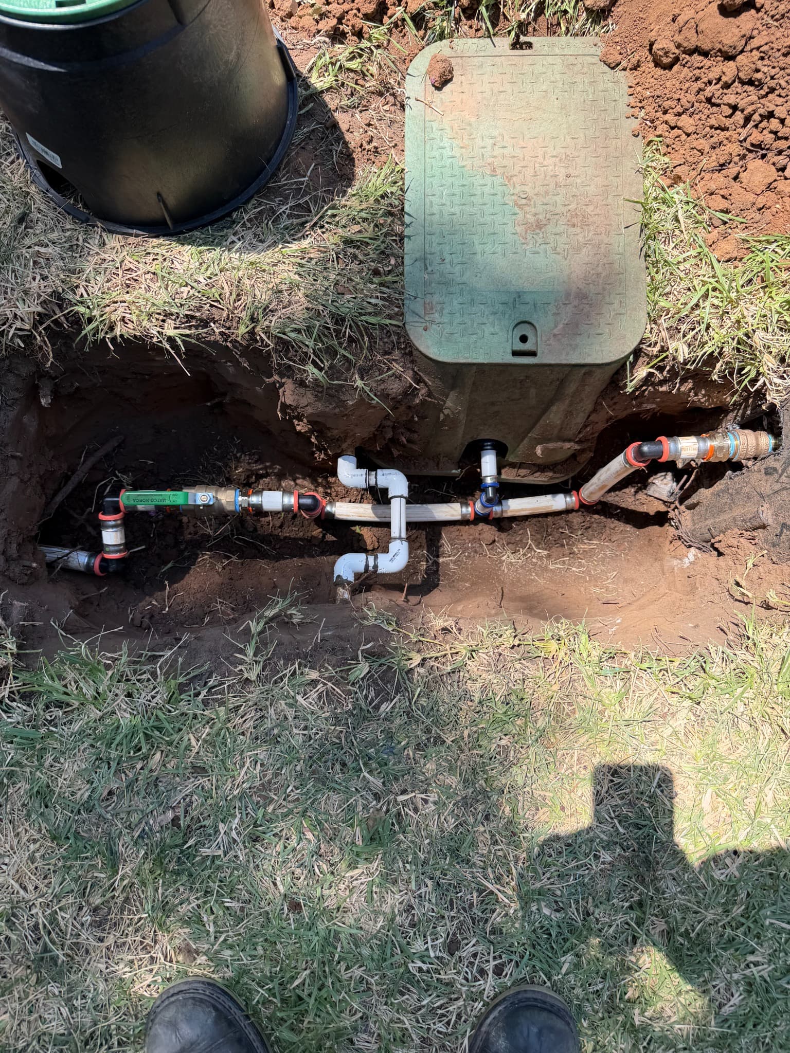 Exterior water line after plumbing repair